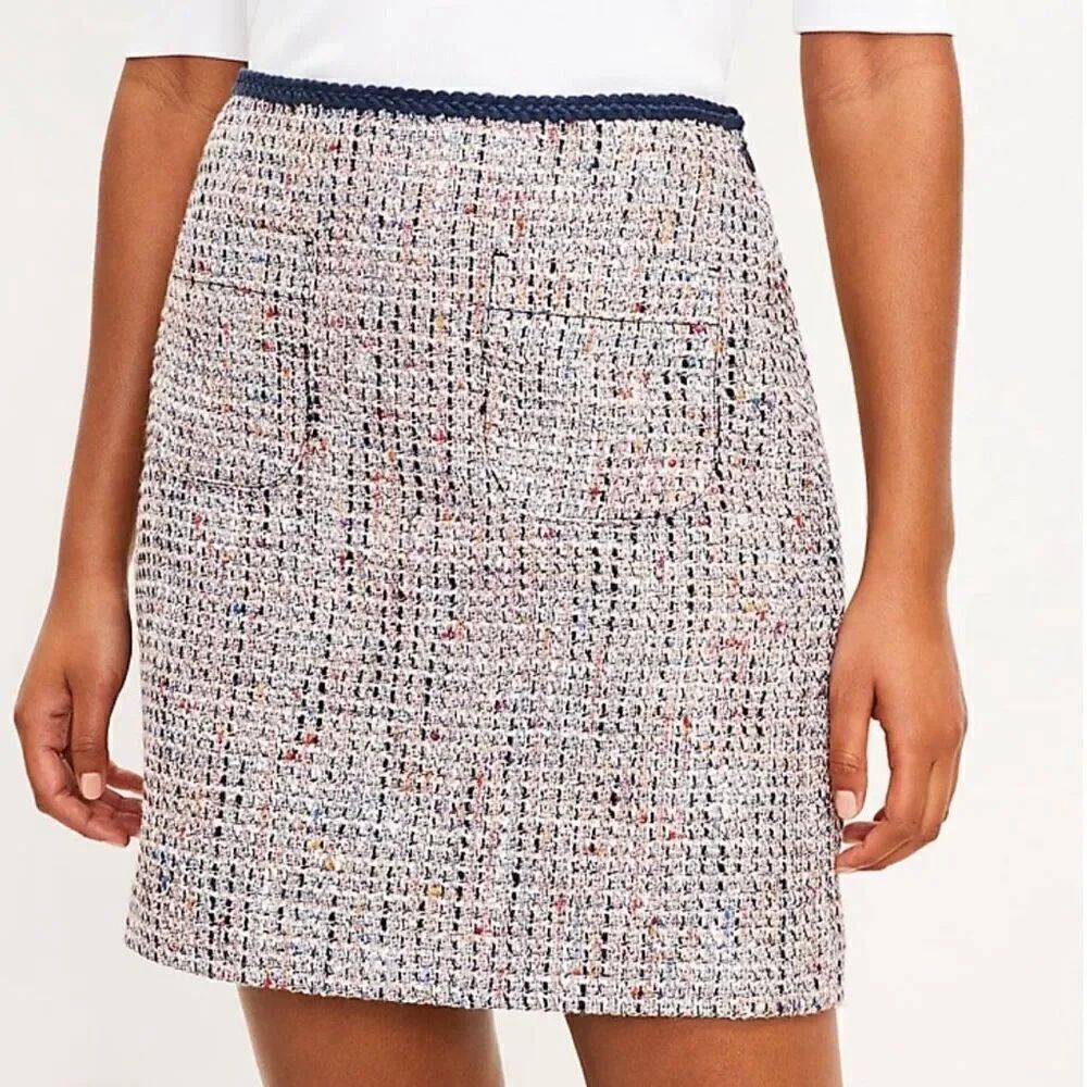 Loft Tweed Pocket Shift Skirt size 14